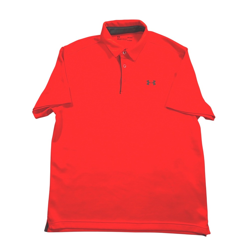 Under Armour Mens HeatGear Loose Fit Polo Shirt Orange Short Sleeve Large - Picture 2 of 6